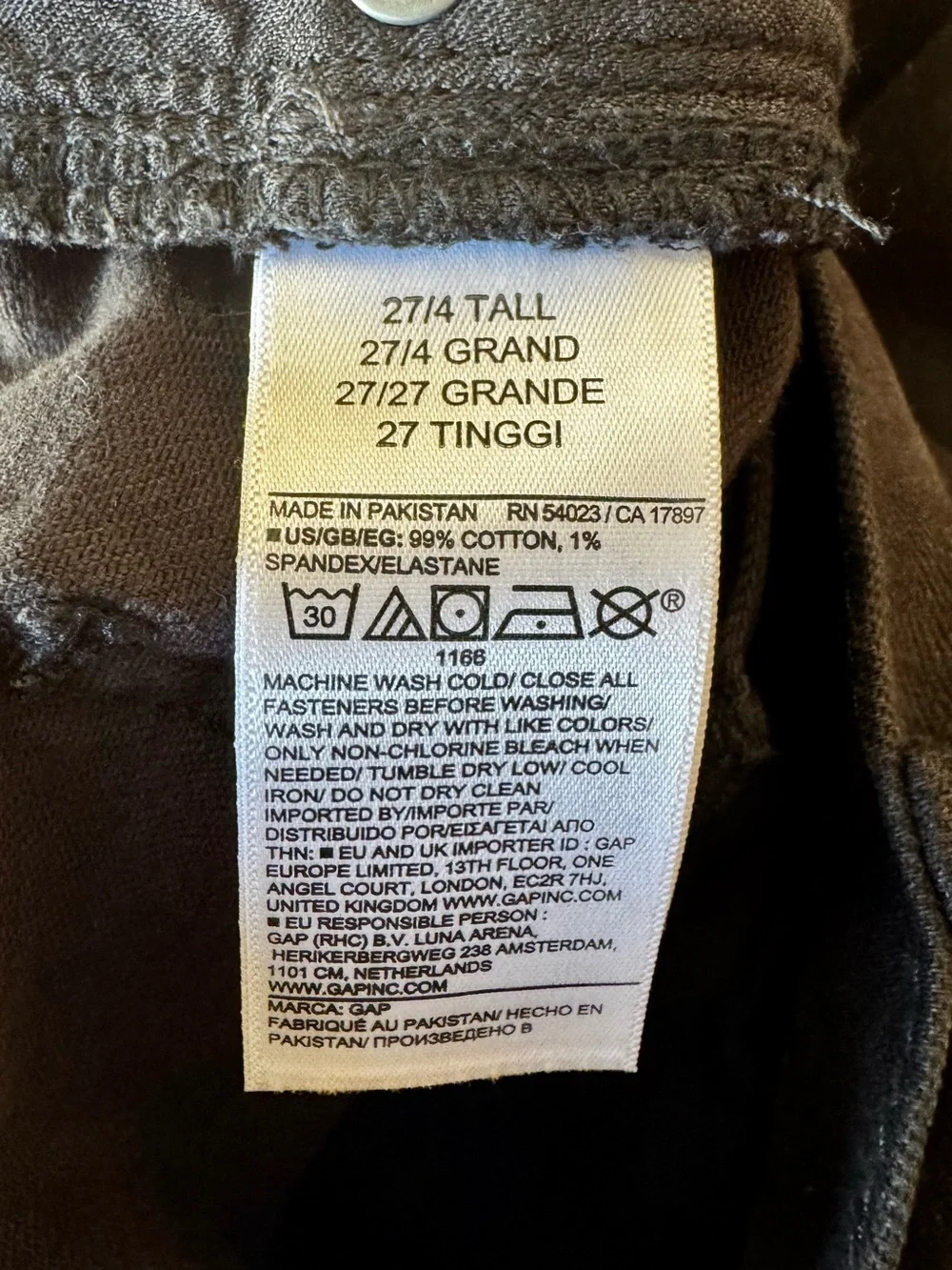 GAP black high rise 90s slim straight jeans 27T - Picture 6 of 14